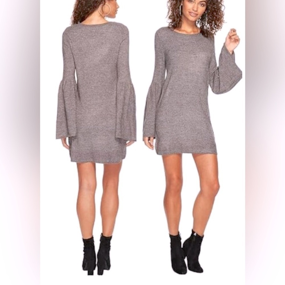 Kensie Heather Gray Bell Sleeve Sweater Dress - Size Large - EUC